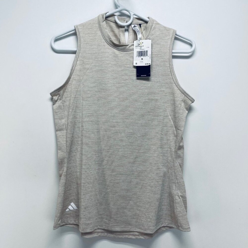 Adidas Golf Shirt Size S Women’s Heathered Essentials Mock Neck Brown NWT - Picture 2 of 12